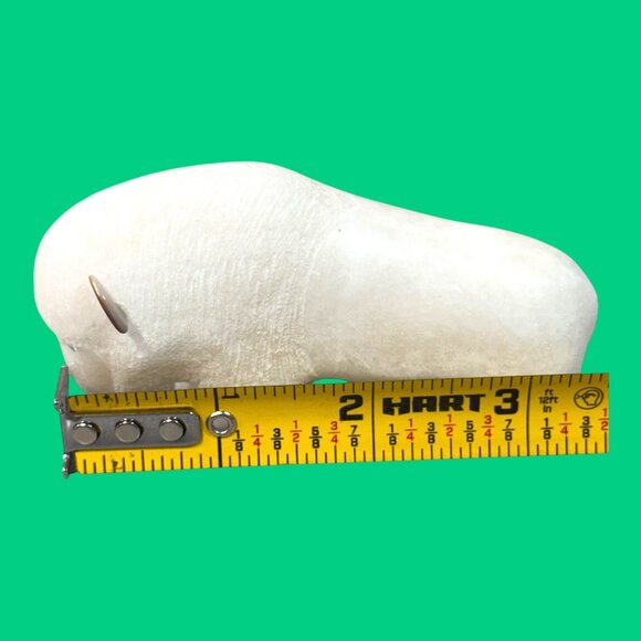 Zuni Hand Carved White Buffalo Fetish Turquoise Eyes Artisan Signed Todd Etsate - Picture 3 of 12